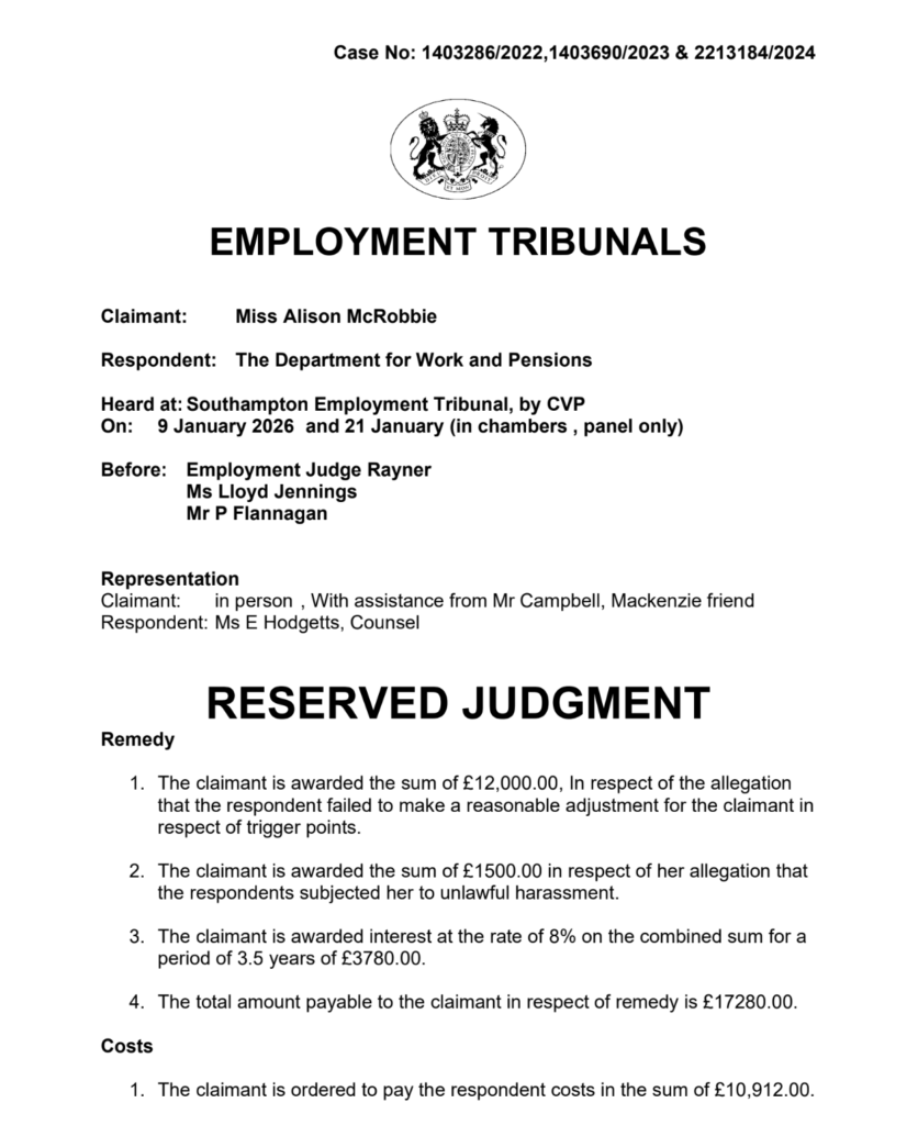 A.Mcrobbie v DWP