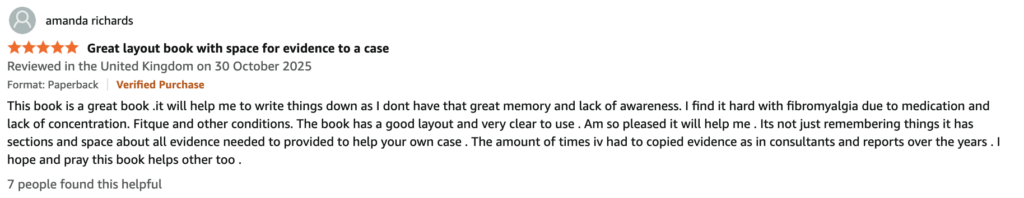 "The book has a good layout and very clear to use" Verified review of My health Journal by The Justice Journals